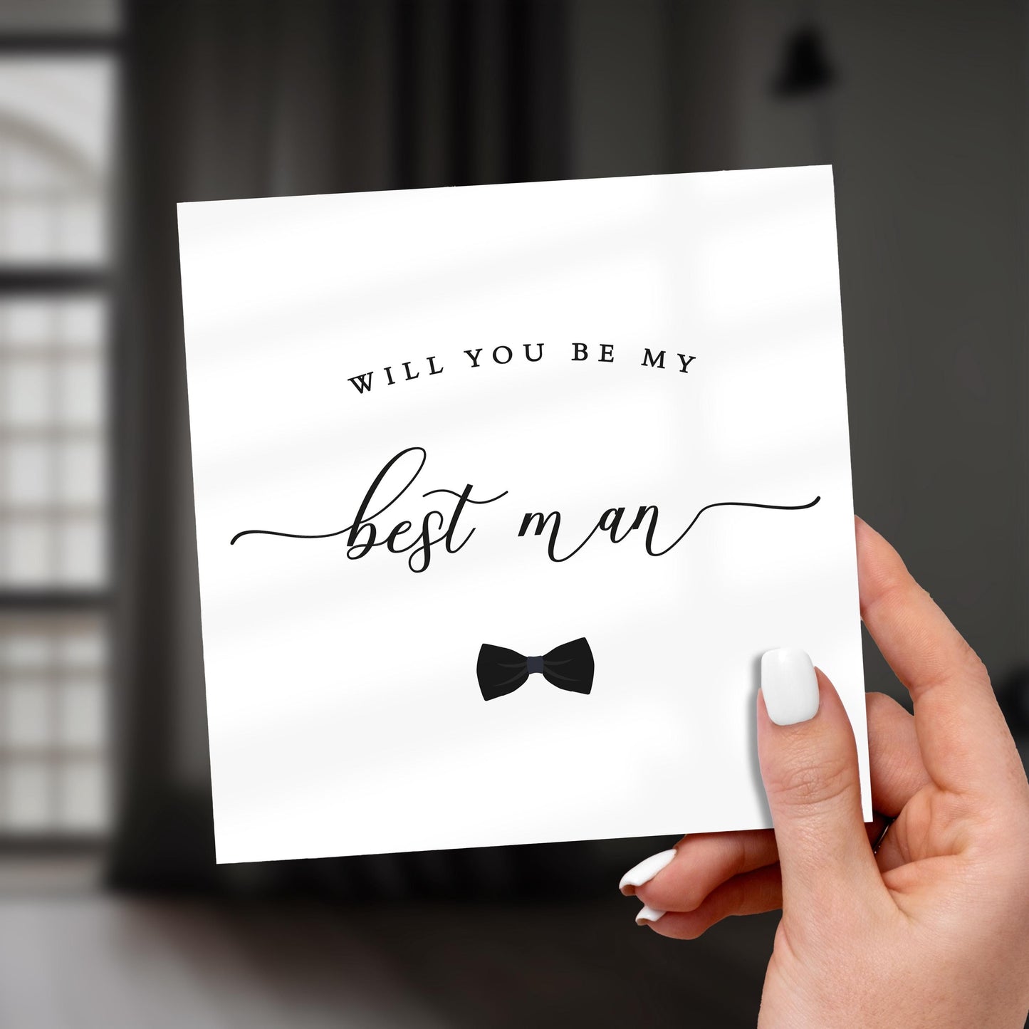Best Man Proposal Card, Will You Be My Best Man, Minimalist Wedding Party Card, Black and White Bow Tie Card, Best Man Invite