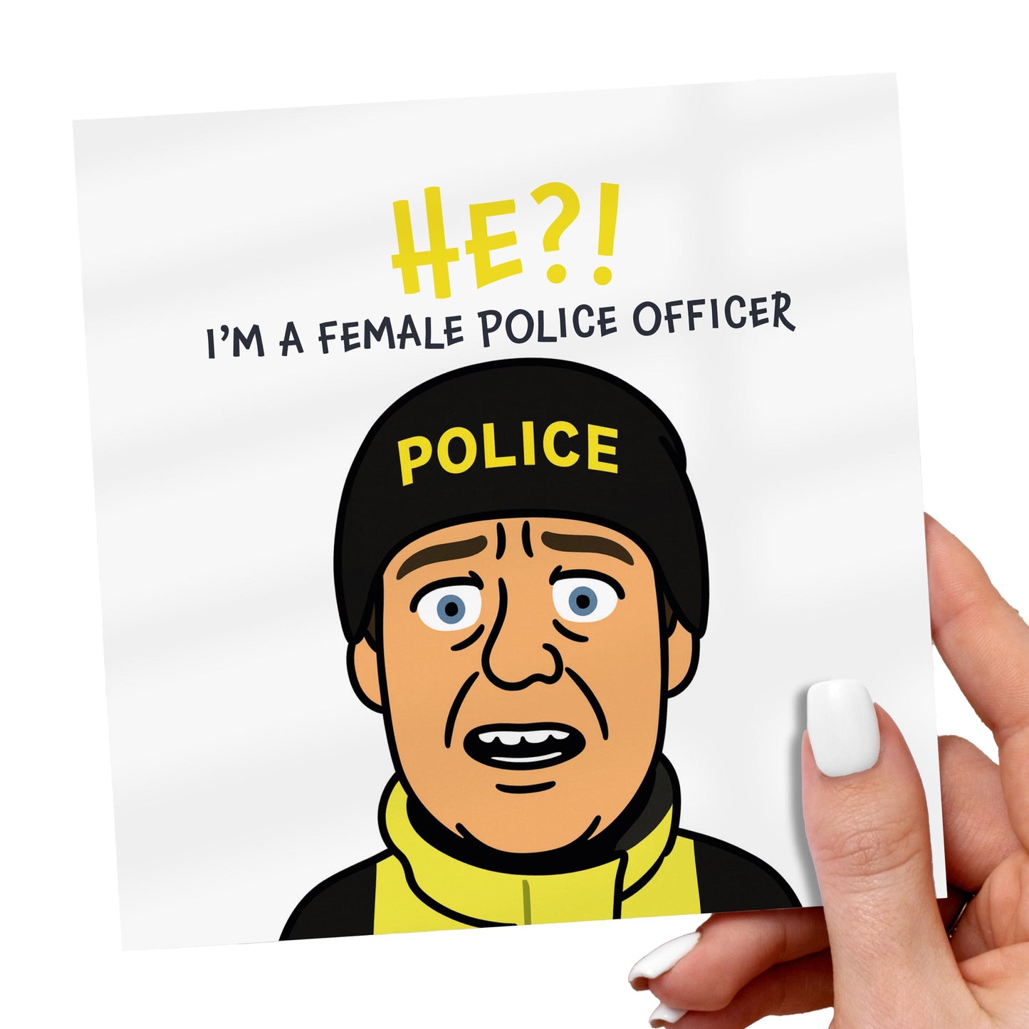 Funny Female Police Officer Meme Birthday Card: Viral Internet Humor