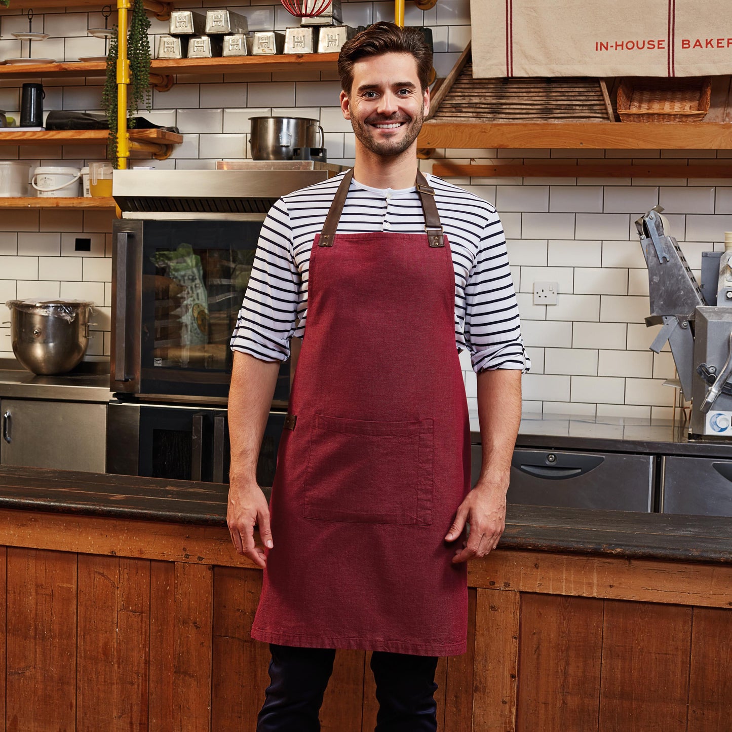 Black Oxford Bib Apron, Personalised Cooking Apron, Gift for Him or Her