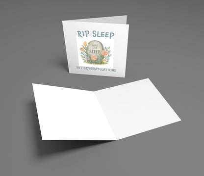 Greeting card with floral design and text on a gray background