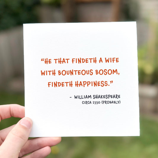Funny Shakespeare Anniversary Card: Bounteous Bosom Joke, Cheeky Love Greeting