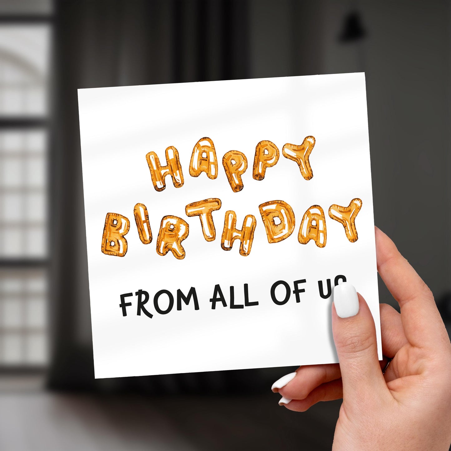 Group Birthday Card: Balloon Lettering, Office or Team Card