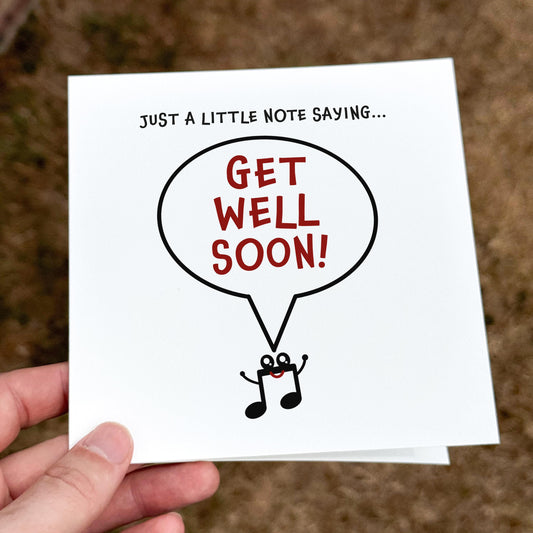 Funny Get Well Soon Card: Musical Note Cheer Up Card