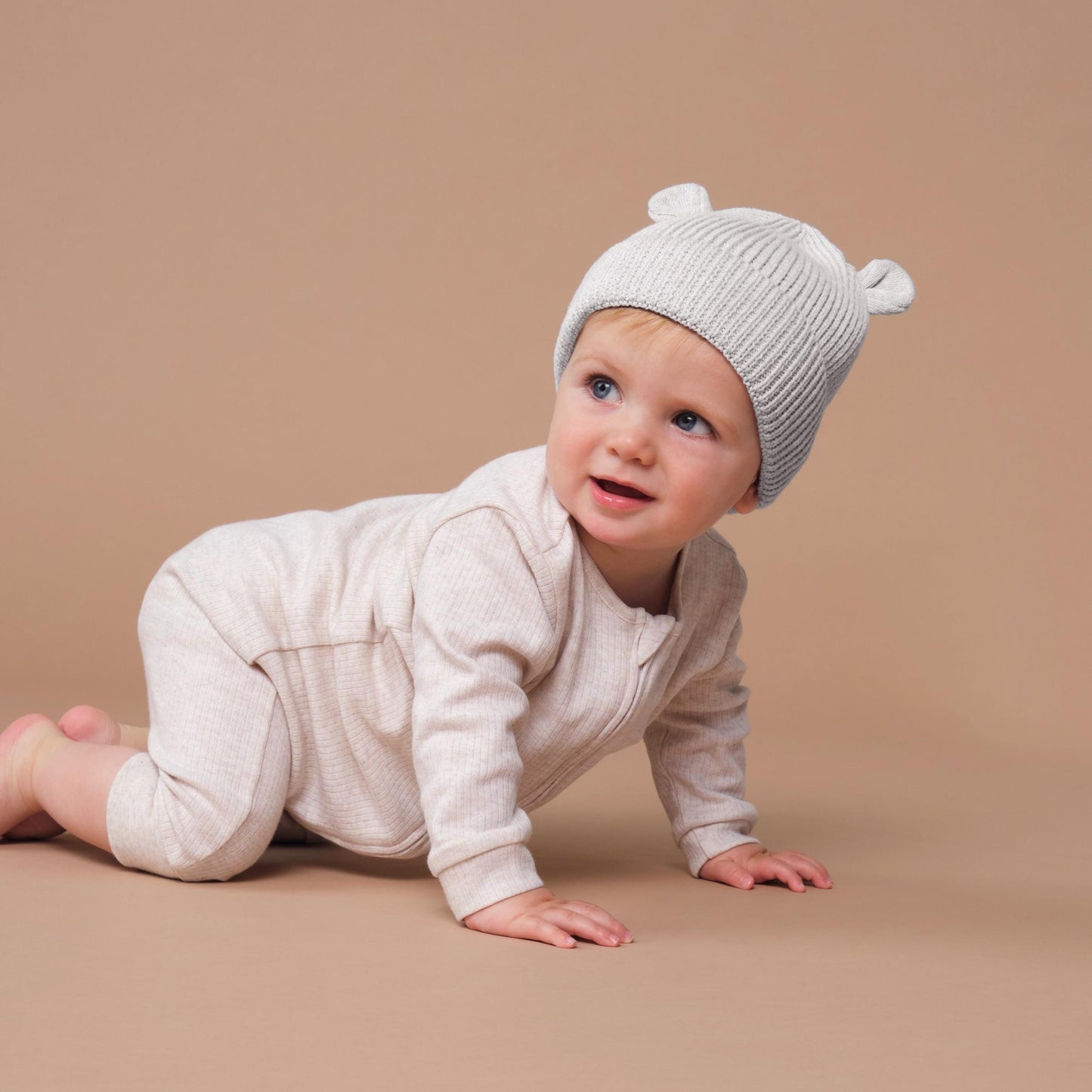 Organic Baby Bear Beanie, Cotton Knit Hat for Babies, Newborn or Toddler Gift
