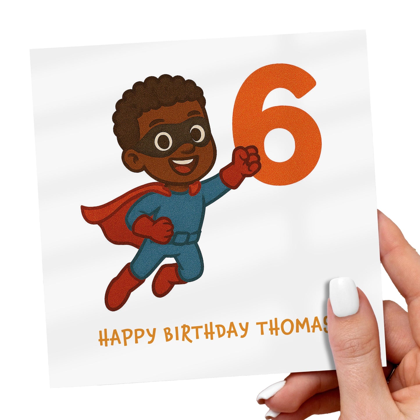 Personalized Superhero 6th Birthday Card: Comic Style Kids Card