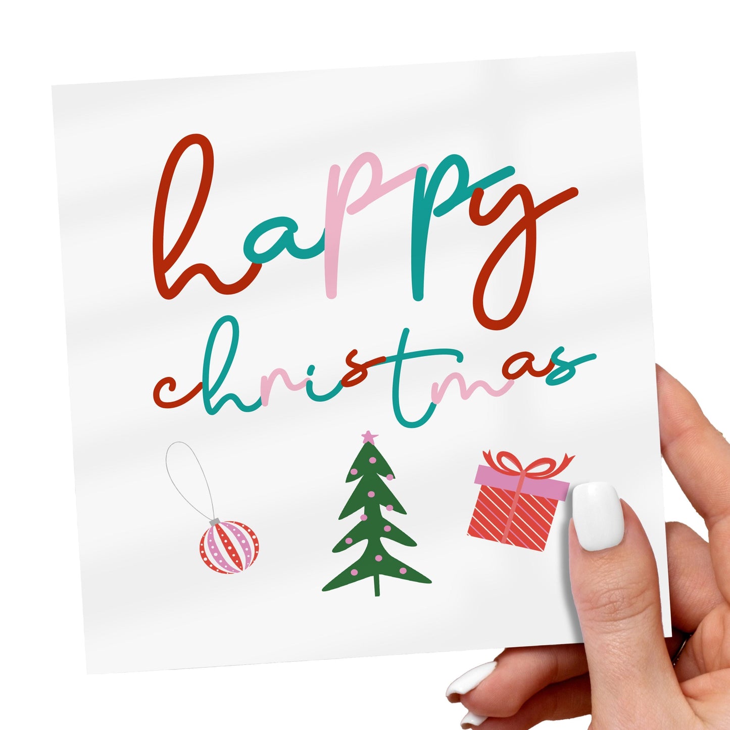 Modern Happy Christmas Card: Colorful Festive Design