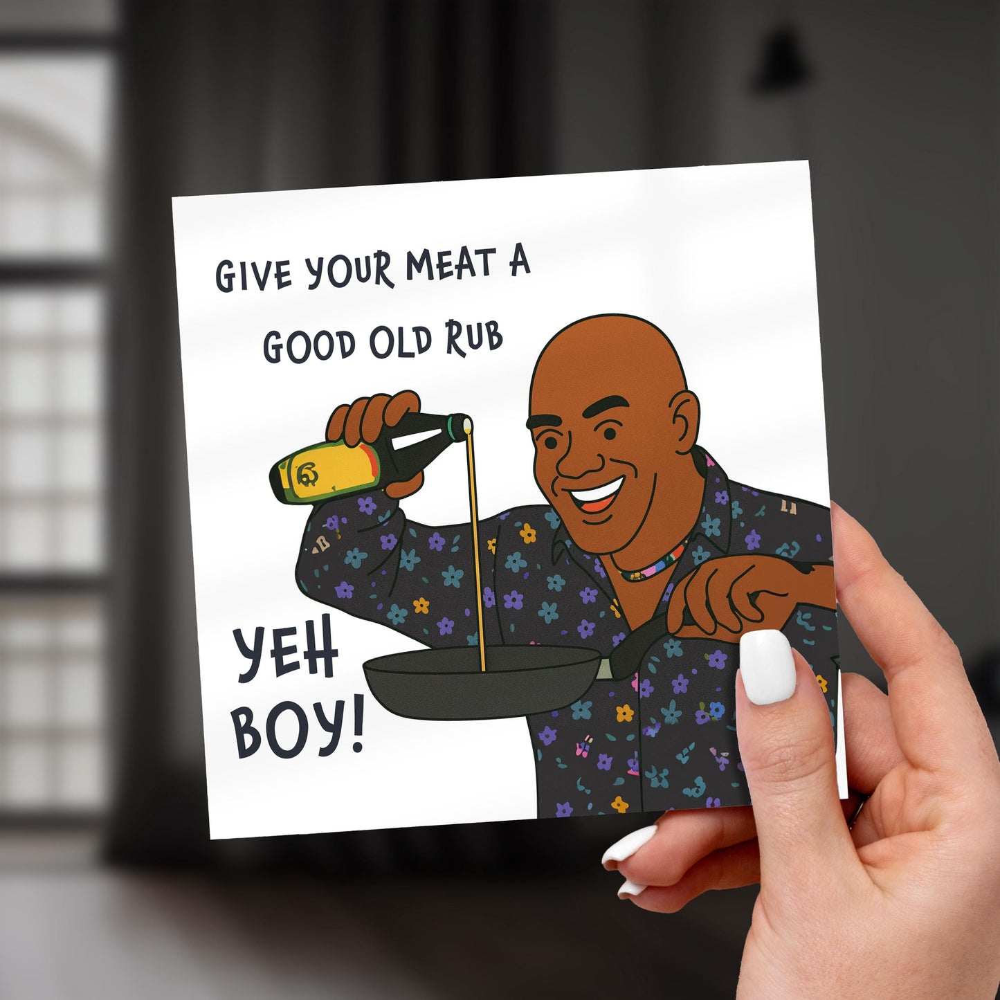 Funny Birthday Card for Him: Give Your Meat a Rub