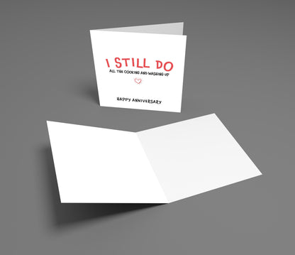 Greeting card with 'I Still Do' text on a gray background