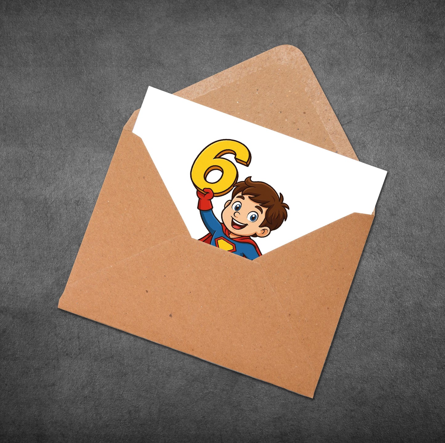 Personalized Superhero 6th Birthday Card for Boy