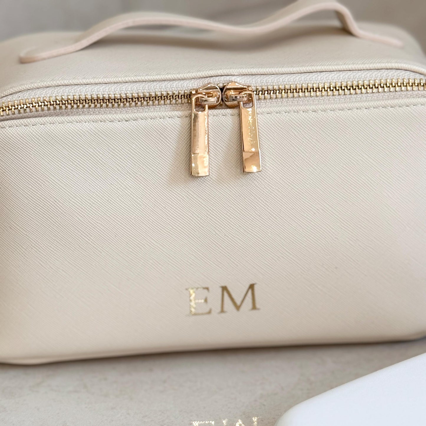 Personalised Cosmetic Case, Leather-Look Travel Wash Bag, Luxury Gift for Her