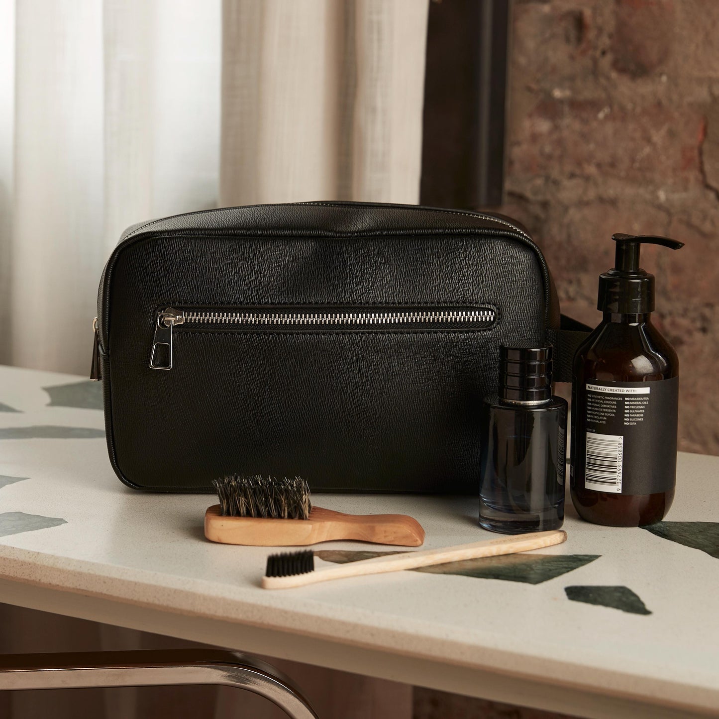 Tailored Luxe Wash Bag, Personalised Men’s Toiletry Bag, Luxury Gift for Him