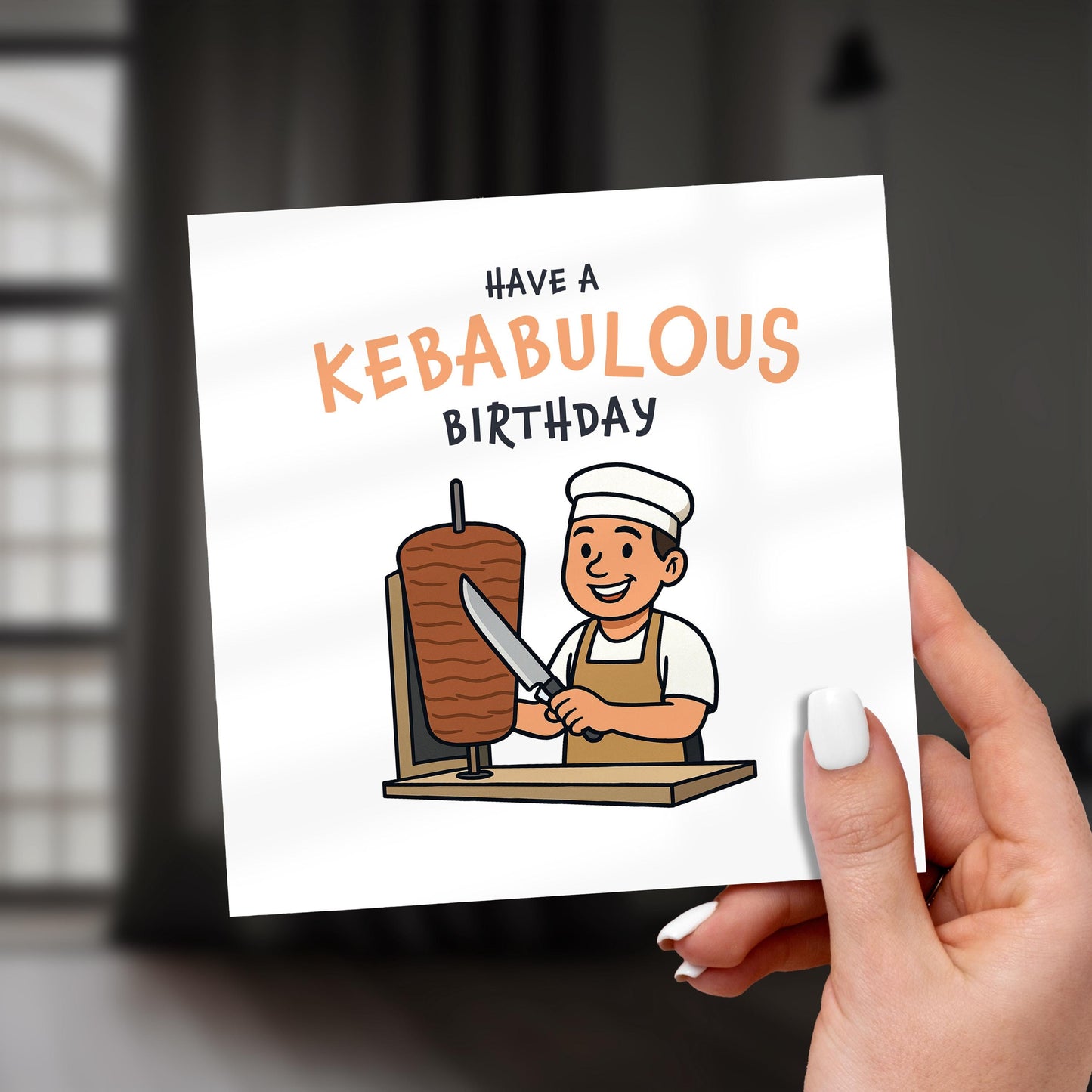 Funny Kebab Birthday Card: British Banter Pun, Foodie Greeting