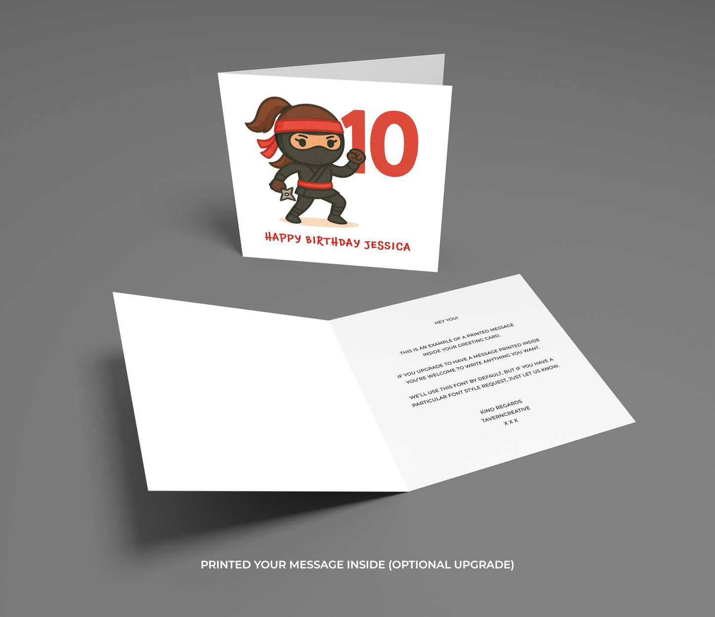 Personalized Ninja 10th Birthday Card: Martial Arts Girl