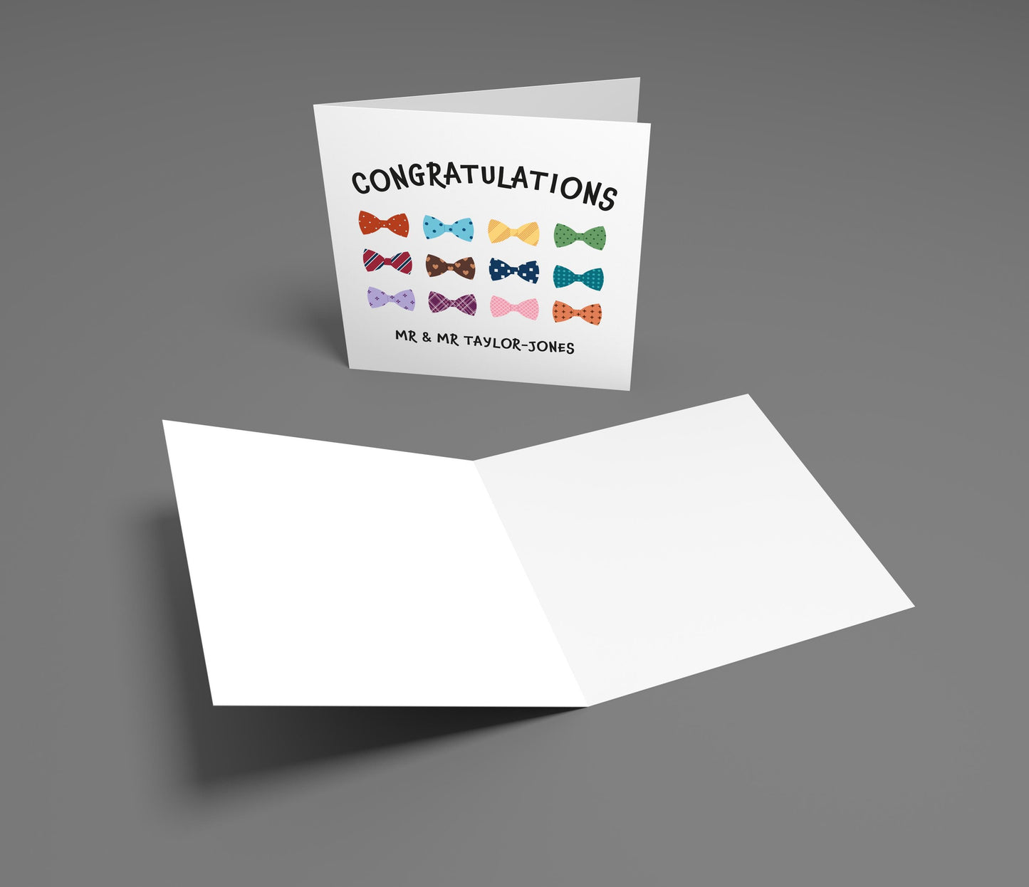 Personalized Mr and Mr Wedding Card: Rainbow Bow Ties, LGBTQ+ Celebration