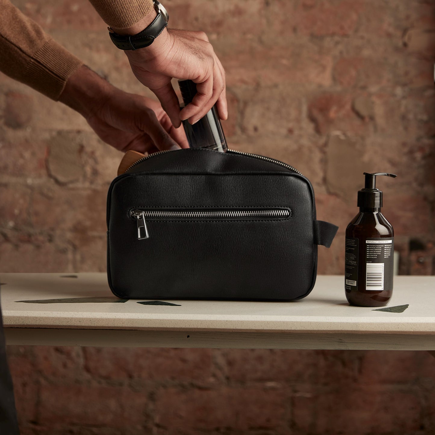 Tailored Luxe Wash Bag, Personalised Men’s Toiletry Bag, Luxury Gift for Him