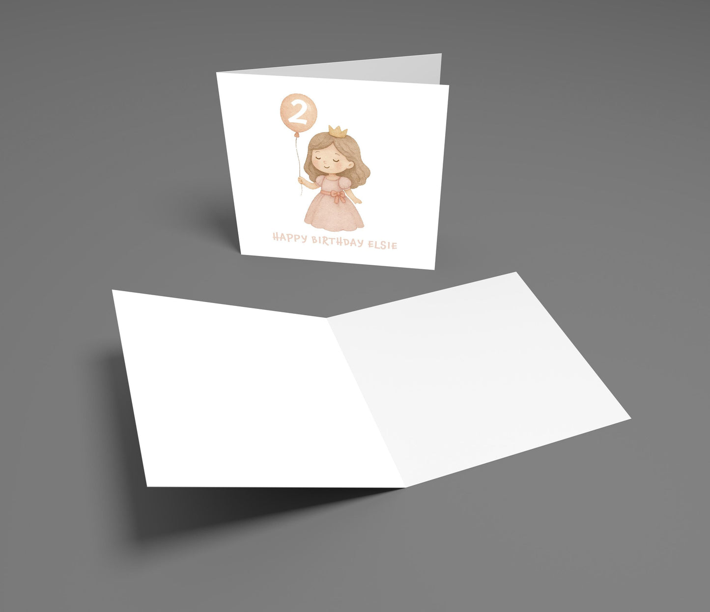 Personalized Princess 2nd Birthday Card: Pastel Toddler Girl