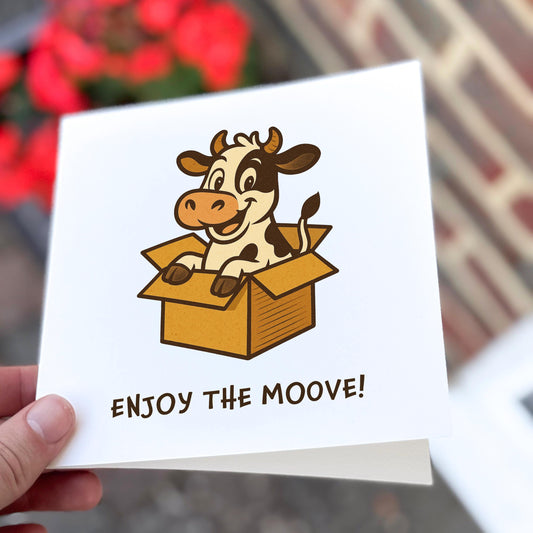 Funny Cow New Home Card: Enjoy the Moove Pun