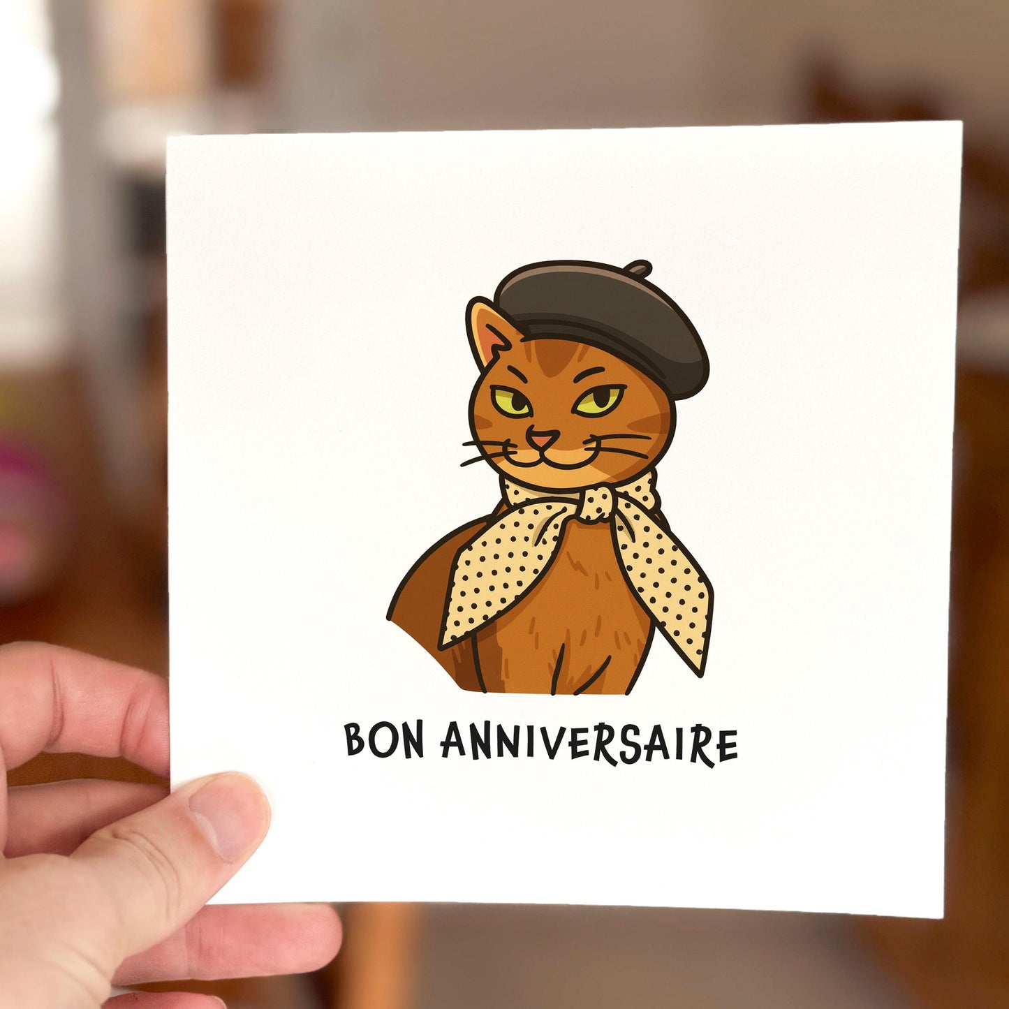 Funny French Cat Birthday Card: Sarcastic Meme Card for Her
