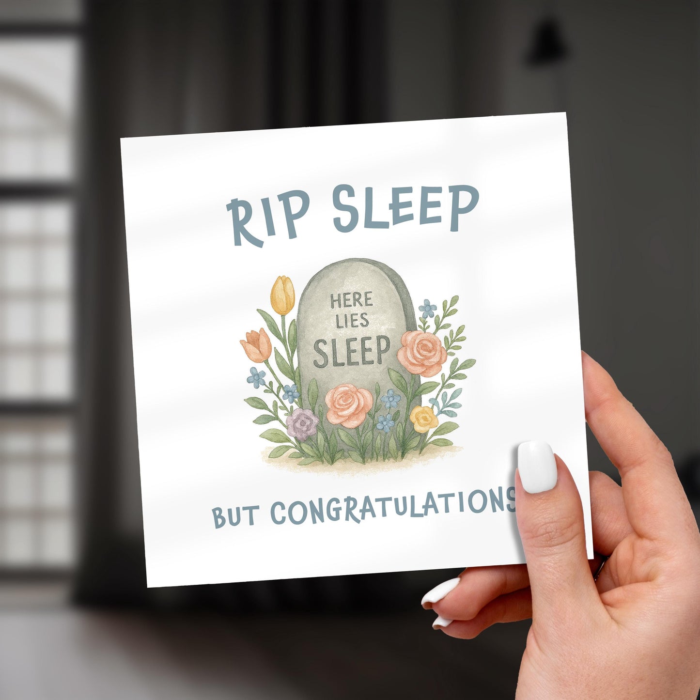 Funny New Baby Card: RIP Sleep, Humorous New Parent Congratulations