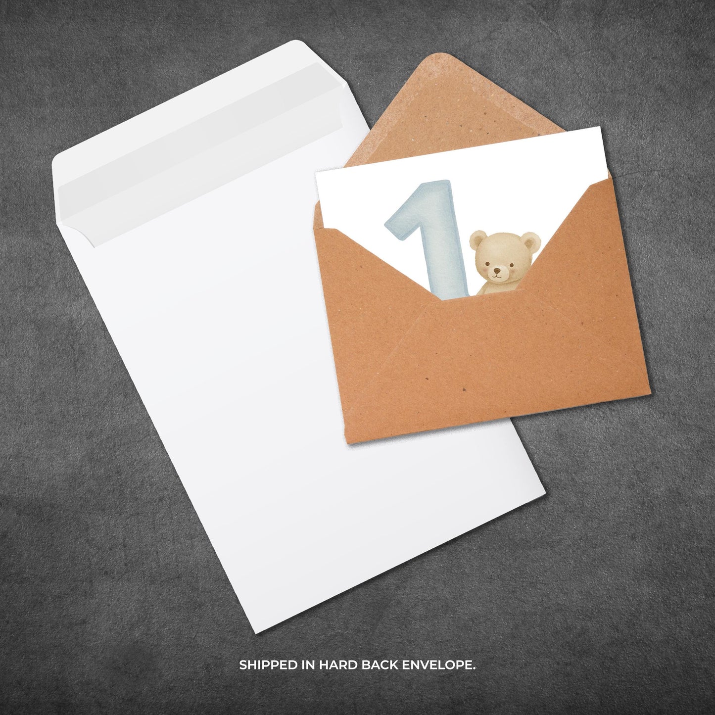 1st Birthday Card for Boy, Personalised Baby Card, Cute Bear Birthday Card, Birthday Card for Son, Blue Teddy Birthday Card, Baby Boy Card