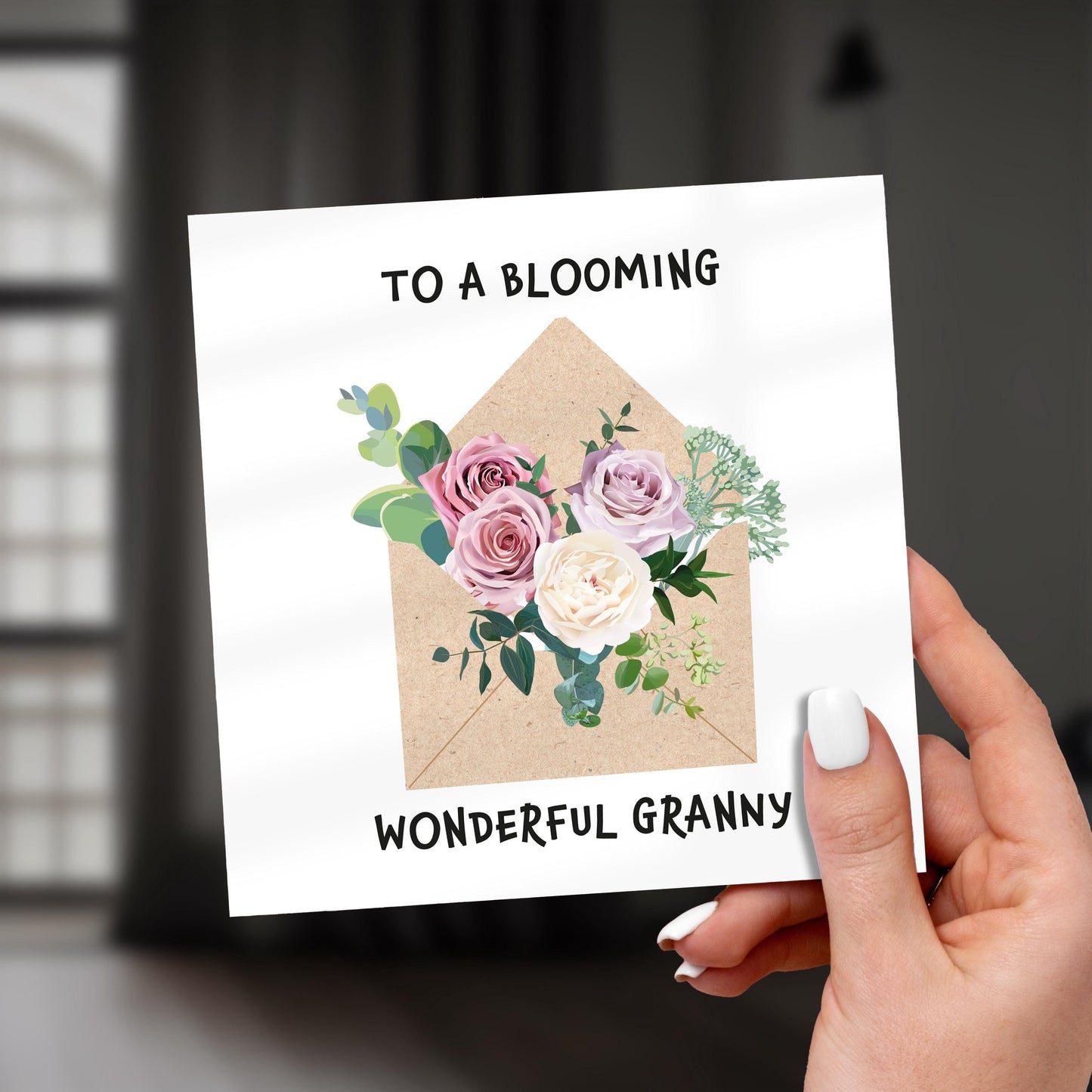 Granny Birthday Card, Blooming Wonderful Granny Card, Floral Card for Grandma, Envelope Flowers Card, Granny Thank You Card, Card for Her