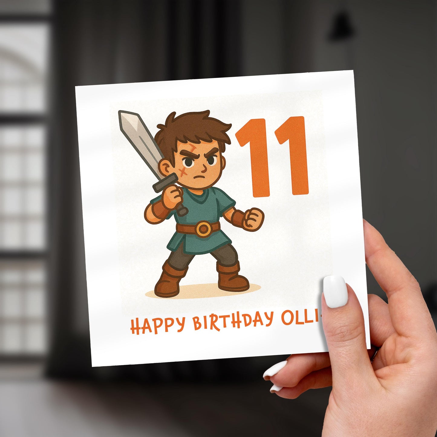 Gamer Birthday Card for Son: Sword Fighter, Epic Quest