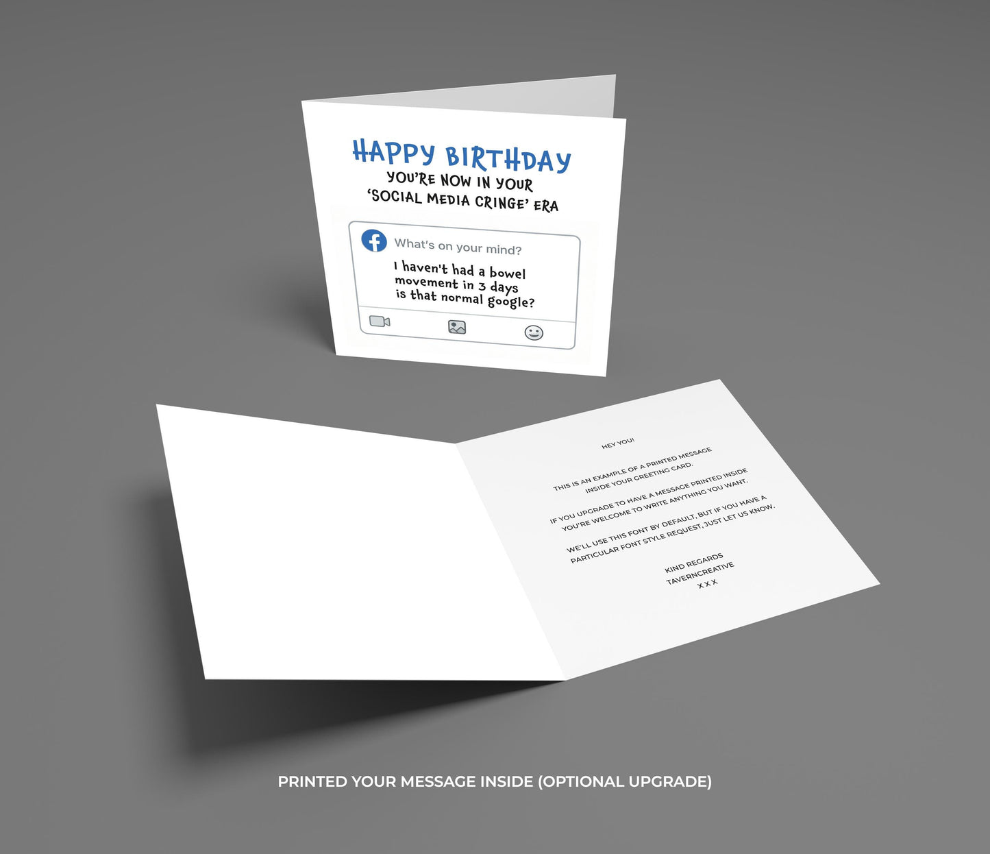 Funny Social Media Cringe Birthday Card: Facebook Overshare Meme