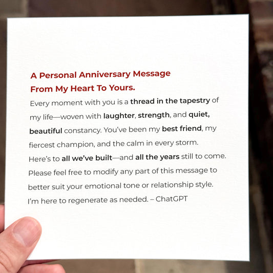 Funny AI Anniversary Card: ChatGPT Love Letter for Partner