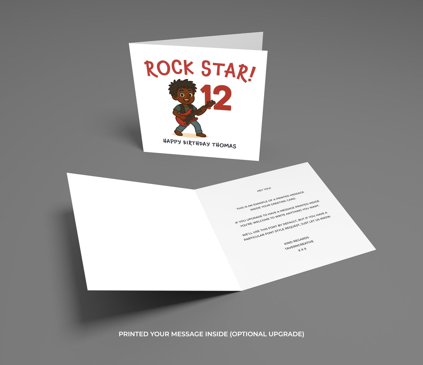 Personalized Rockstar 12th Birthday Card for Boy: Music Lover Guitar Design