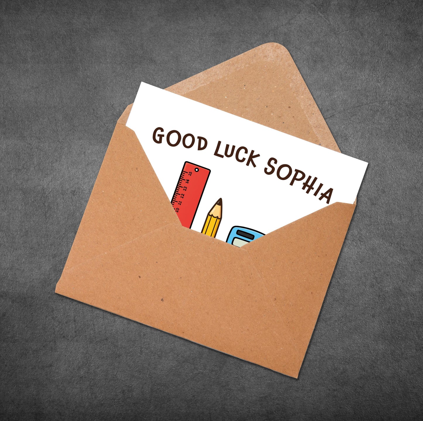 Personalized First Day of School Card: Good Luck Stationery Design