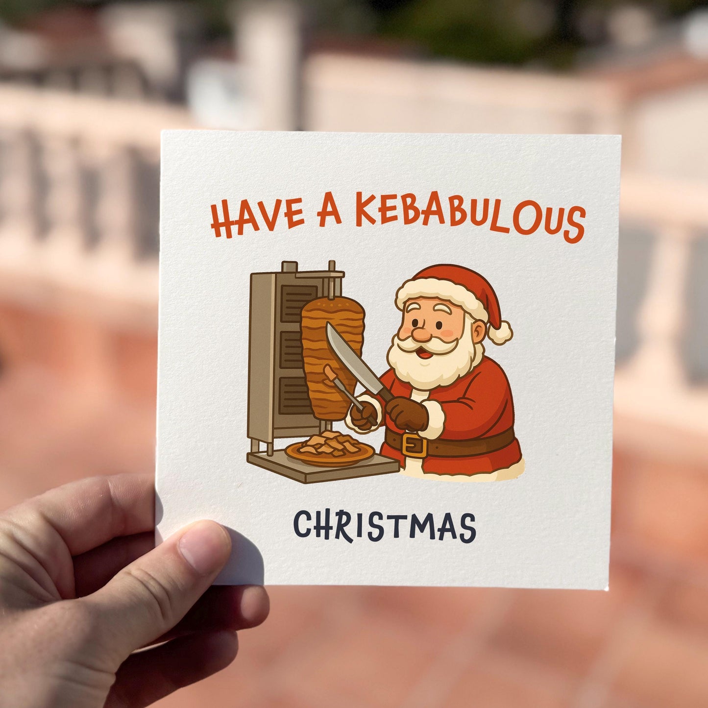 Funny Santa Kebab Christmas Card: Festive Food Pun
