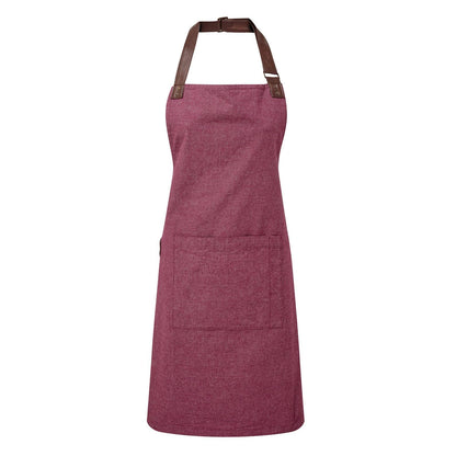 Maroon apron with brown straps on a white background