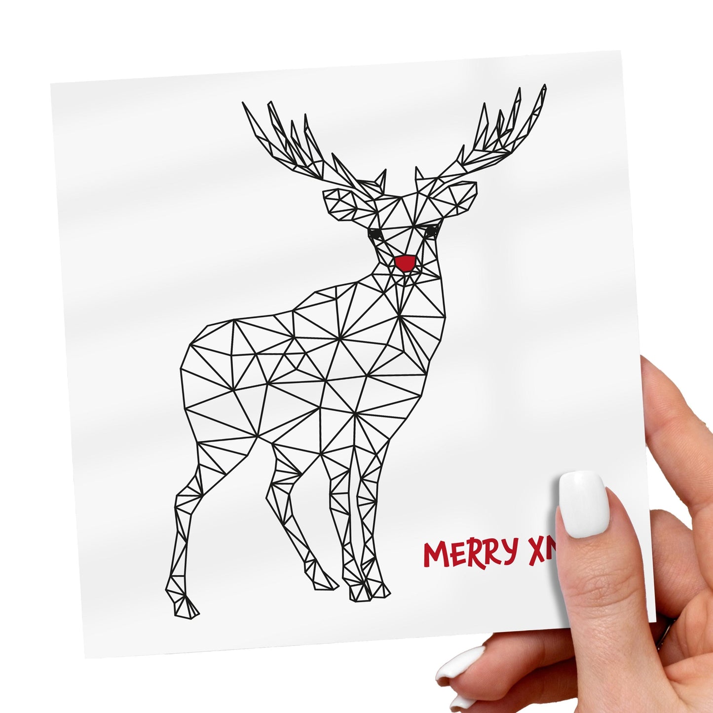 Geometric Deer Christmas Card: Modern Rudolph Holiday Card