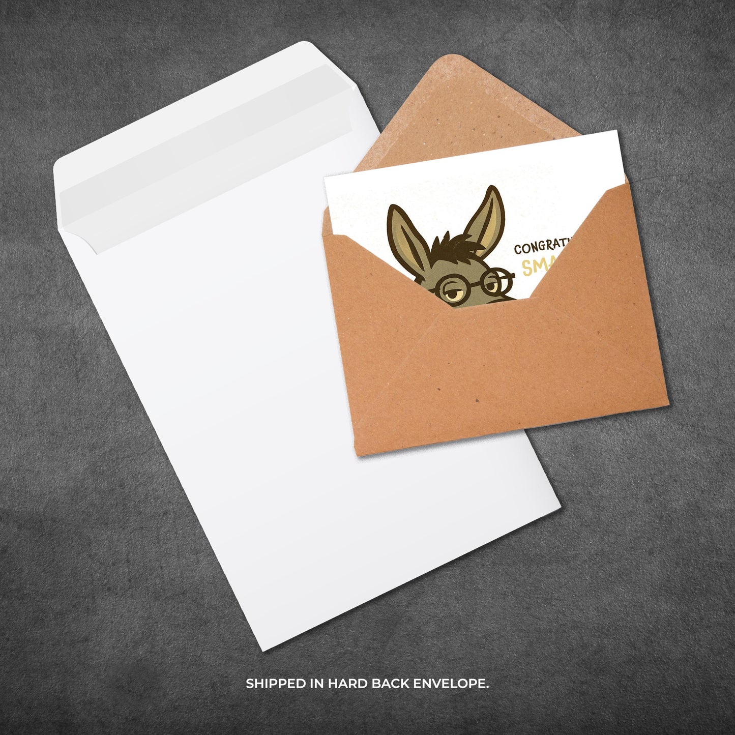 Funny Congratulations Card, Smart Ass Card, Graduation or Exam Congrats Card with Donkey Illustration, Humorous Pun Card for Him or Her