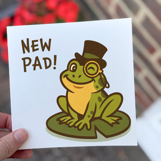 Funny Frog New Home Card: New Pad Congratulations