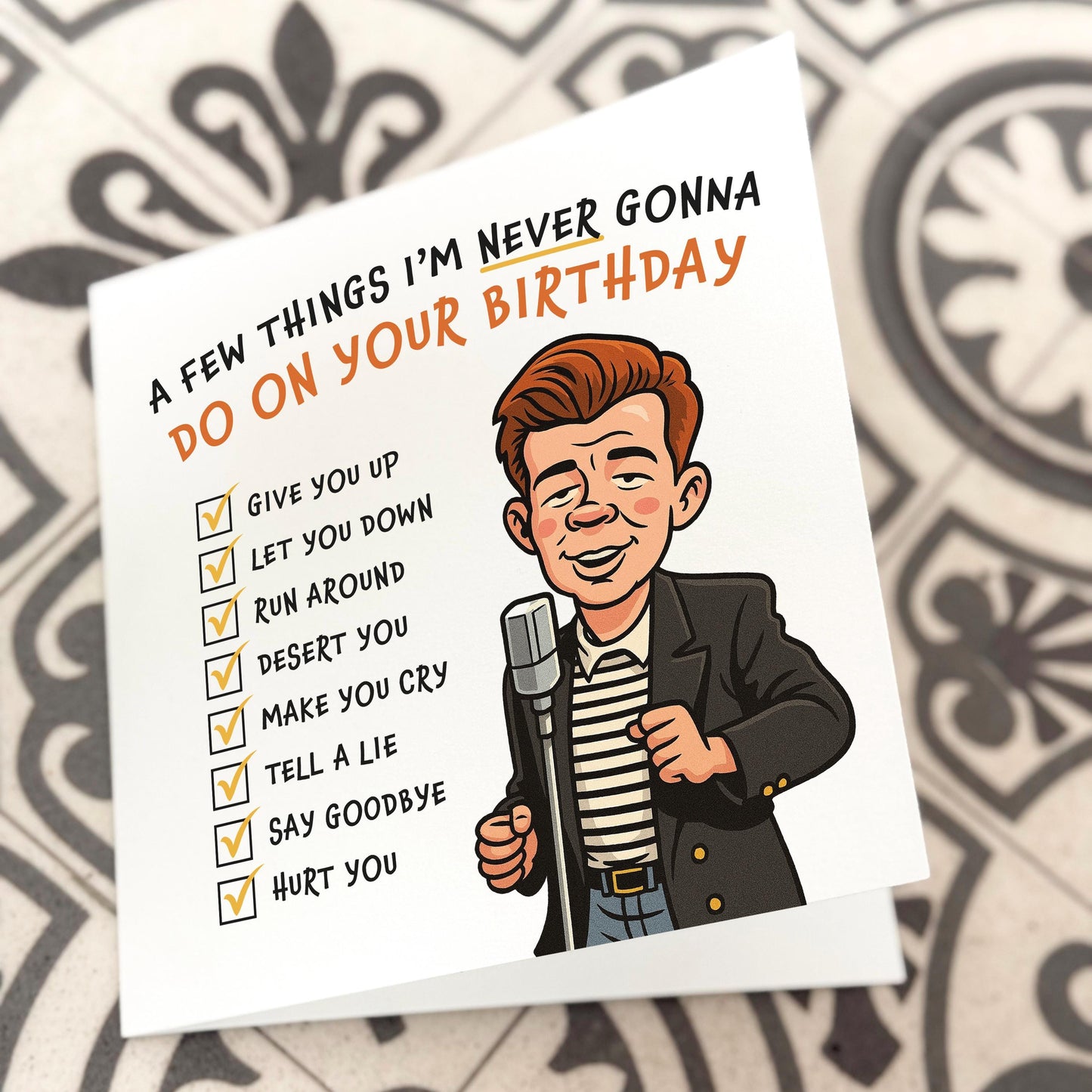 Rickroll Birthday Card: Funny 80s Meme Card