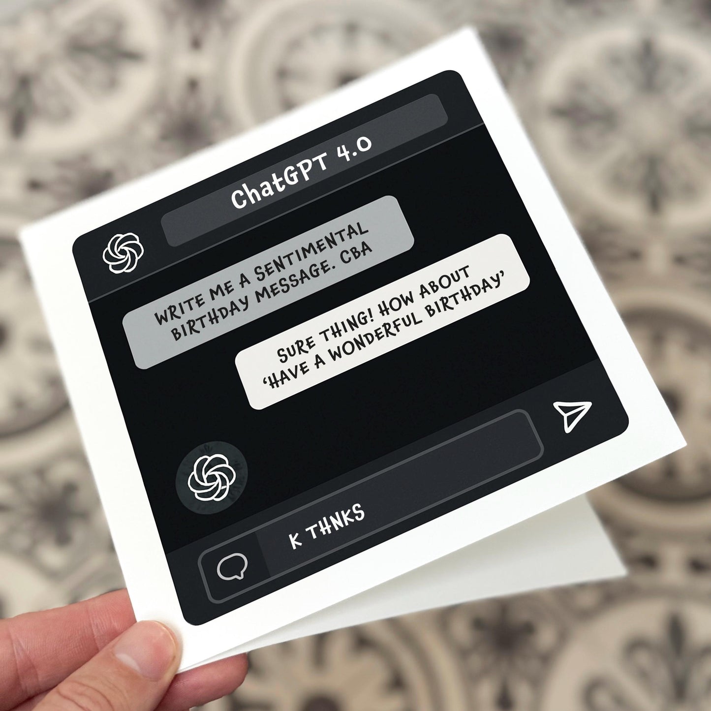 Funny ChatGPT Birthday Card: Sarcastic AI Tech Meme