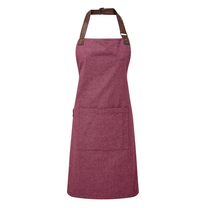Maroon apron with brown straps on a white background