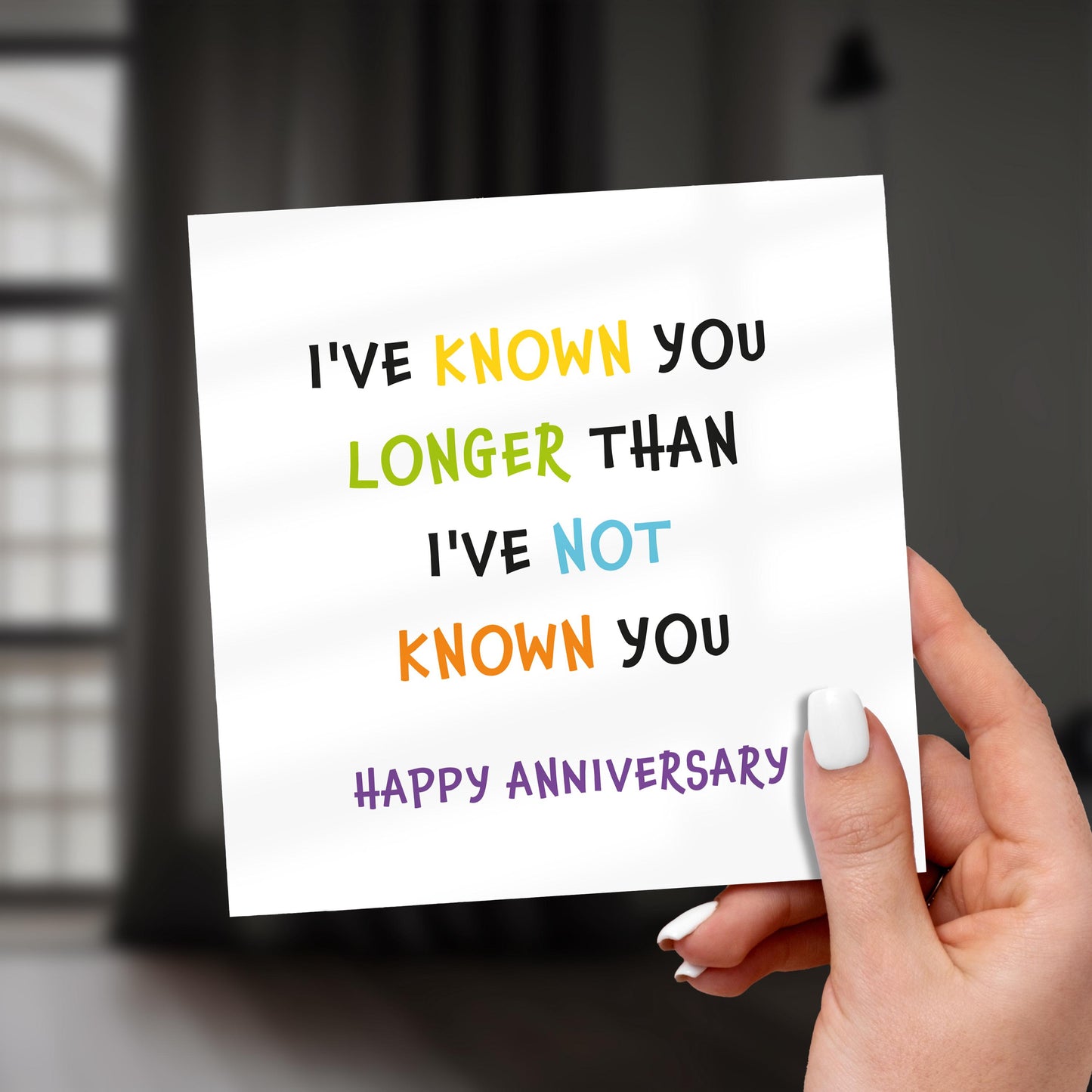 Funny Anniversary Card: Long-Term Relationship, Colourful Design