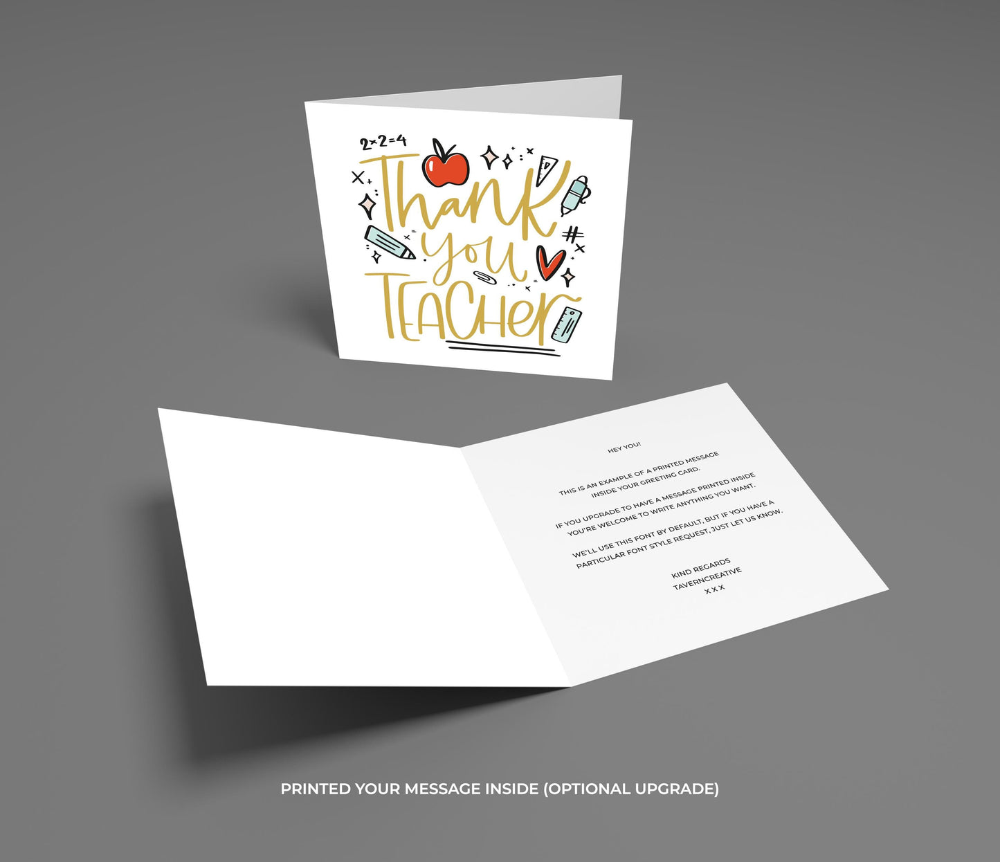 Personalized Teacher Thank You Card: End of Term Gift, Hand-Drawn Design