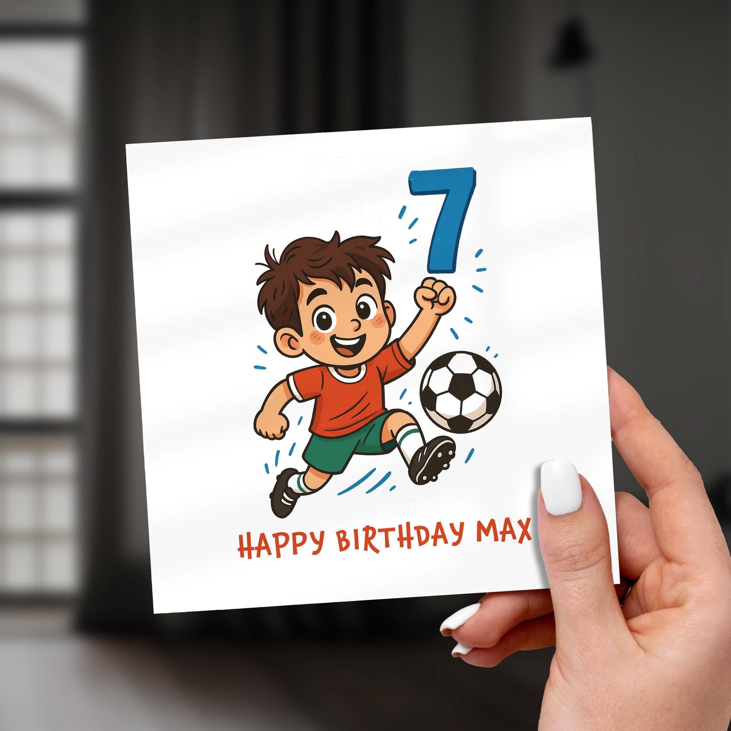 Personalized Football 7th Birthday Card for Son