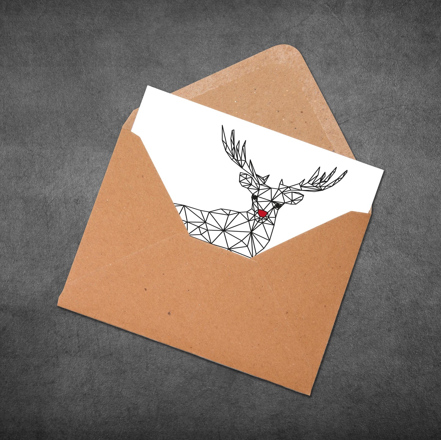 Geometric Deer Christmas Card: Modern Rudolph Holiday Card