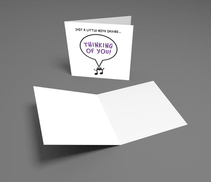 Greeting card with 'Thinking of You' message on a gray background