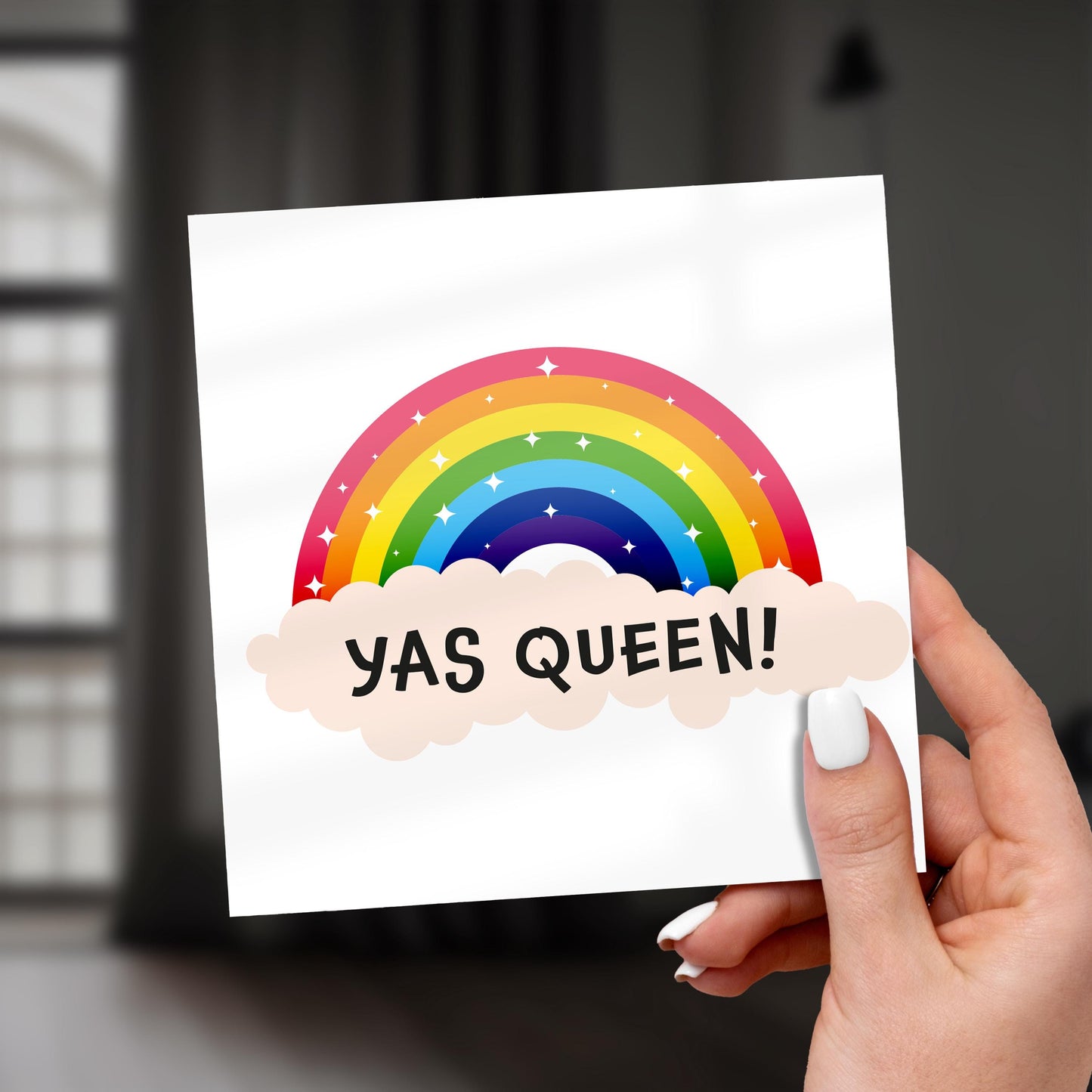 Funny Yas Queen Birthday Card: Rainbow Pride LGBTQ+ Celebration