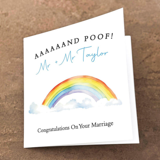Funny Gay Wedding Card, Mr and Mr Card, Personalised Wedding Card, LGBTQ Wedding Card, Rainbow Marriage Card, Custom Name Card