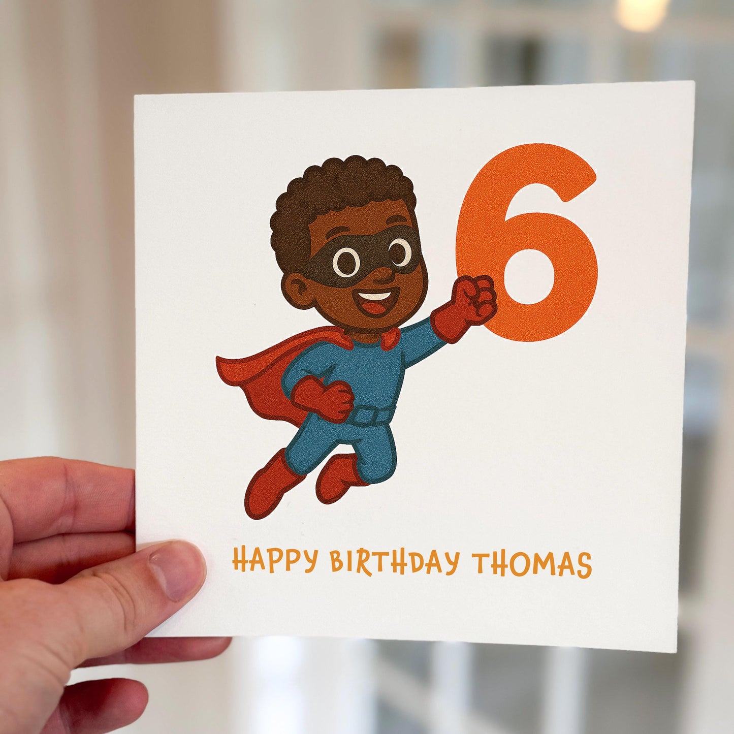 Personalized Superhero 6th Birthday Card: Comic Style Kids Card