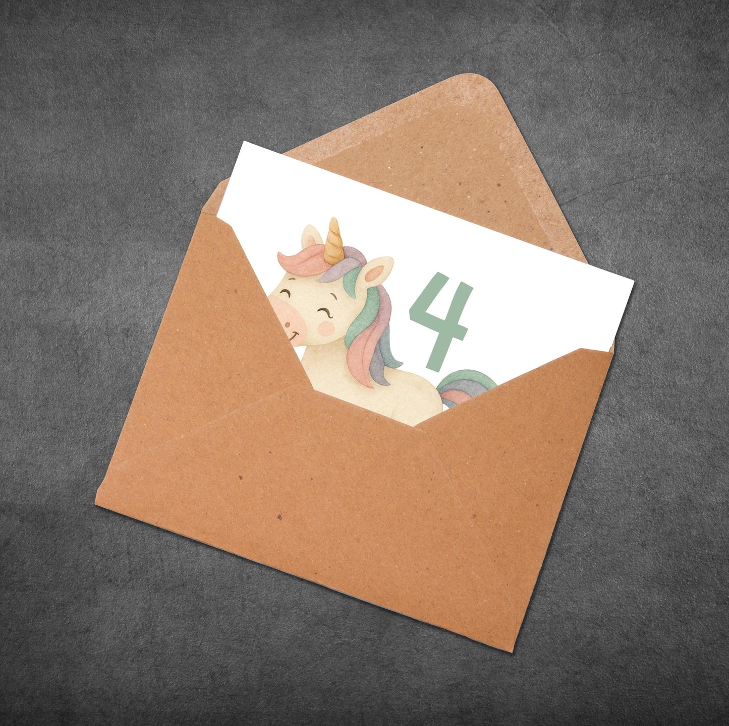 Personalized Unicorn 4th Birthday Card: Rainbow Card for Girl