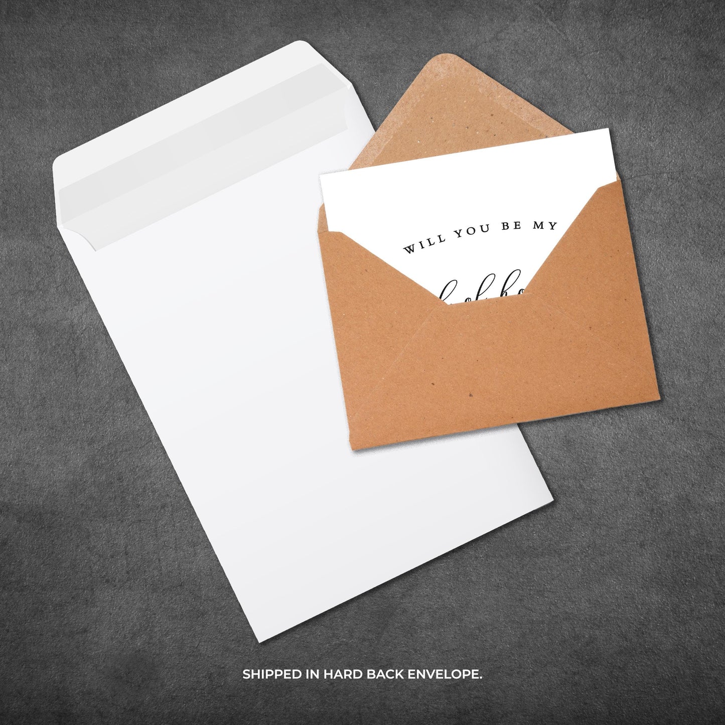 Maid of Honour Proposal Card: Elegant Calligraphy, Red Heart