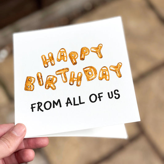 Group Birthday Card: Balloon Lettering, Office or Team Card