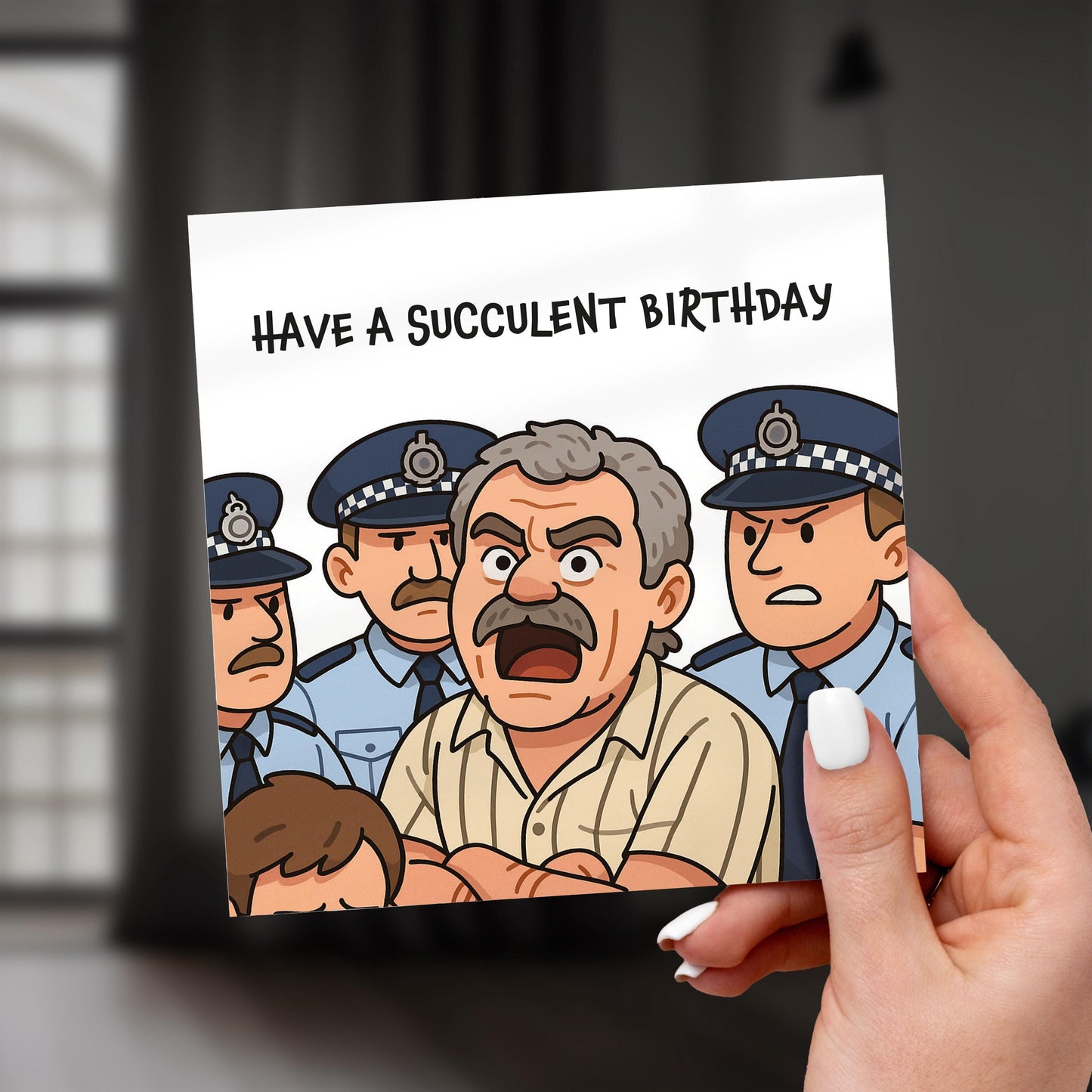 Succulent Birthday Card: Funny Aussie Police Meme Card